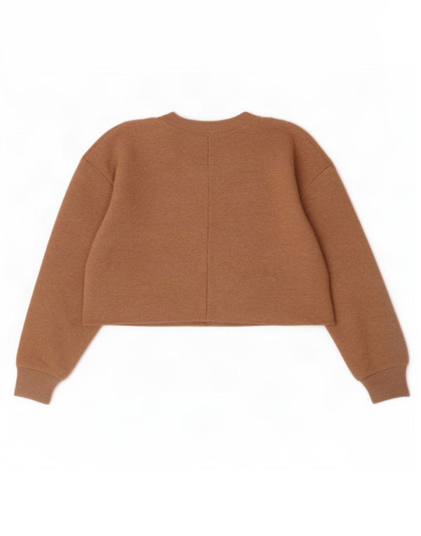Zara Womens Crop Sweatshirt Jumper UK 14 Médio Bege Poliéster