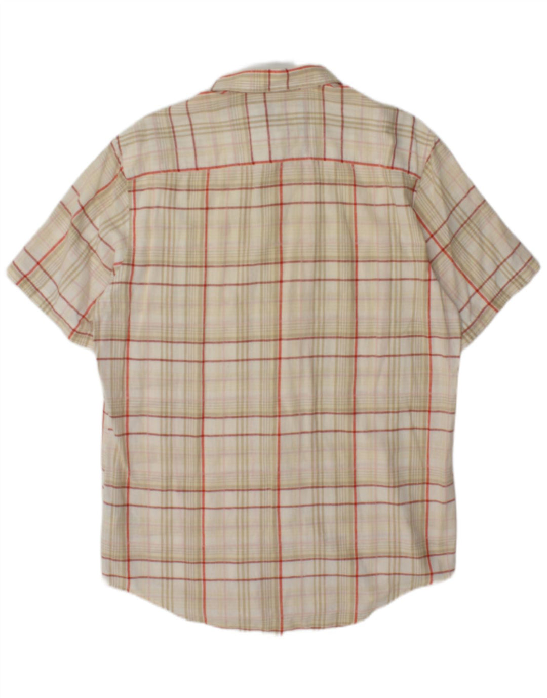 Camisa masculina Timberland manga curta regular fit médio bege xadrez linho