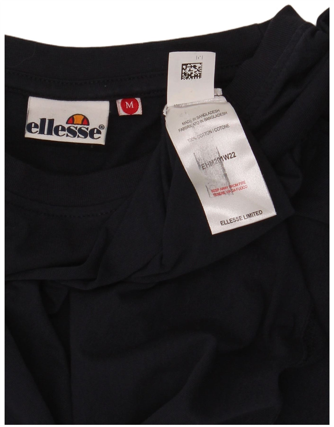 Ellesse Top masculino de manga comprida médio azul marinho algodão