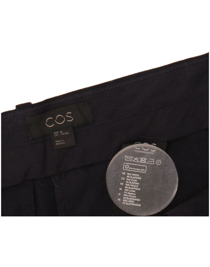 Calça feminina Cos com pregas EU 40 Médio W36 L25 Lã Azul Marinho