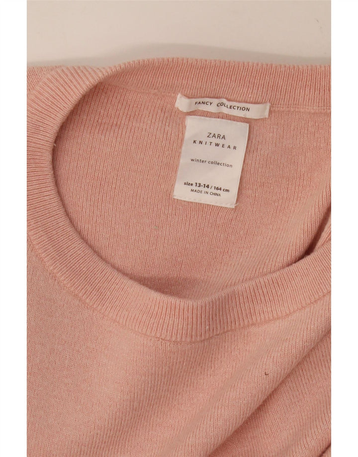 ZARA Girls Crew Neck Jumper Sweater 13-14 Years Pink Vintage Zara and Second-Hand Zara from Messina Hembry 