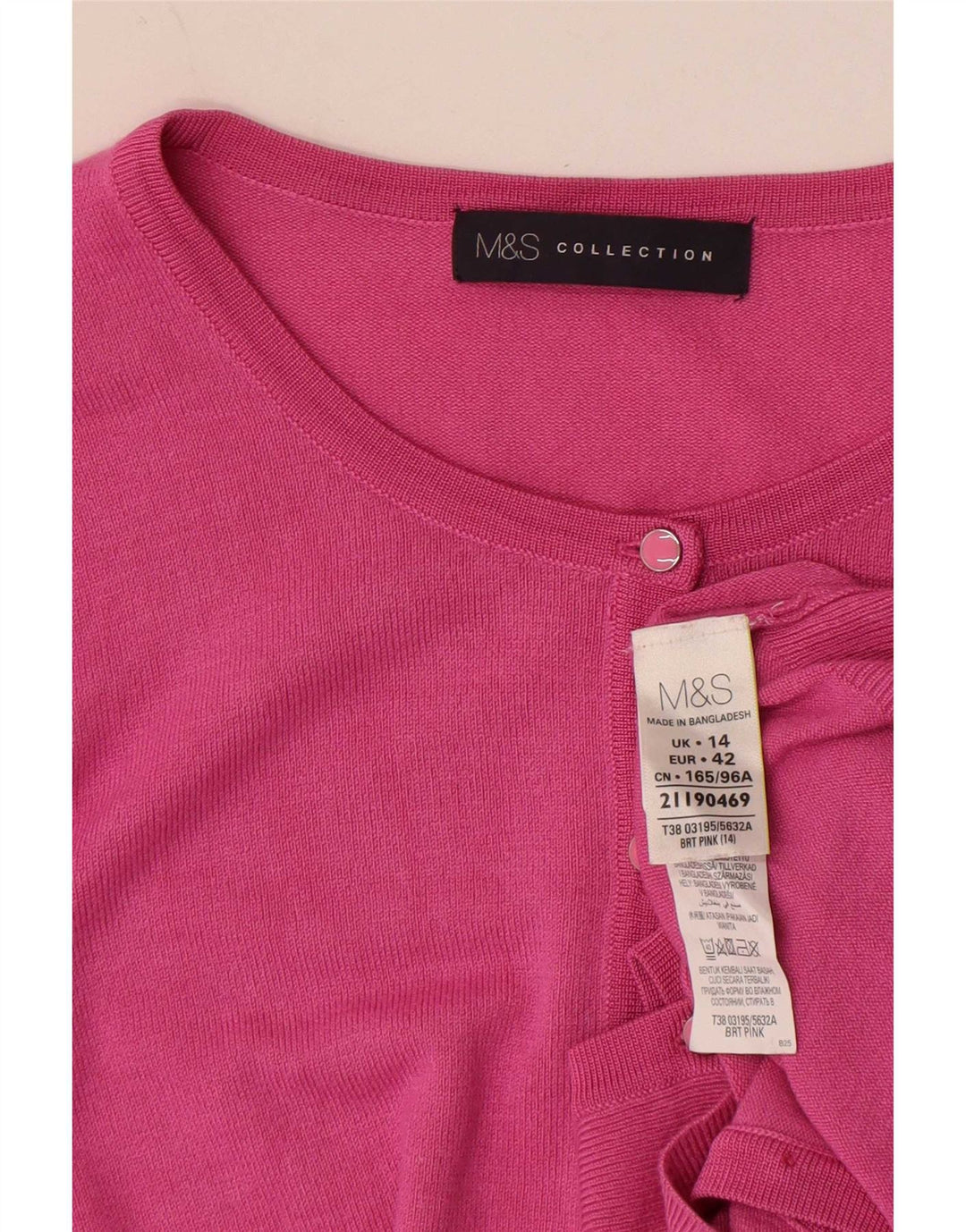 Suéter cardigã feminino Marks & Spencer UK 14 viscose rosa médio
