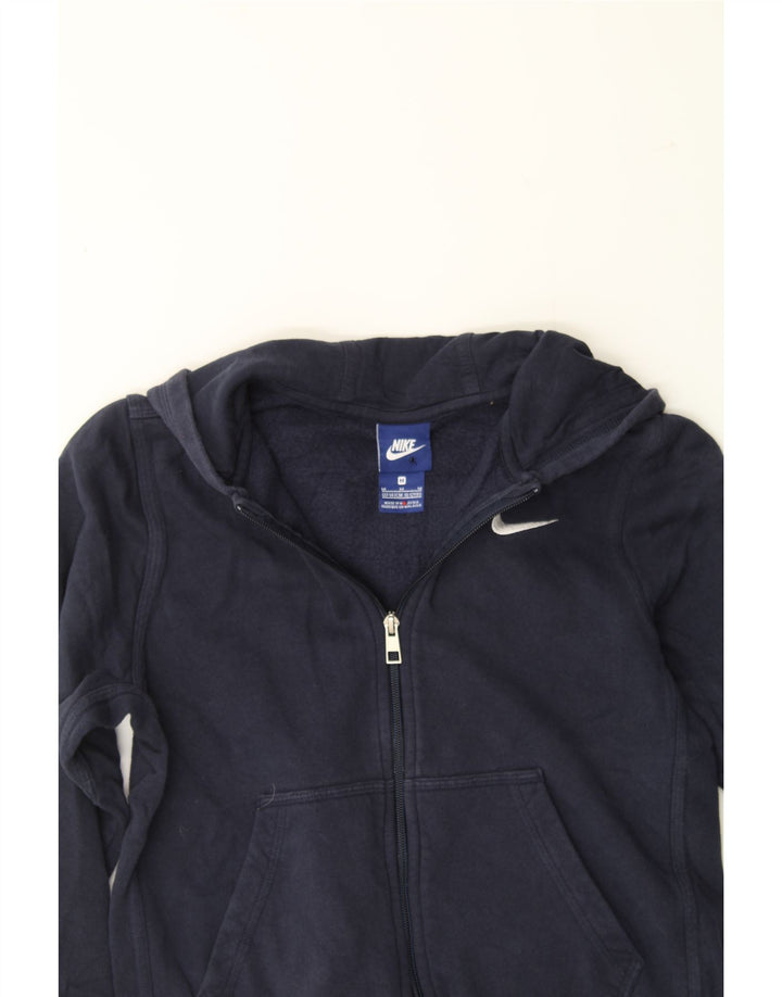 NIKE Boys Zip Hoodie Sweater 10-11 Years Medium Navy Blue Cotton Vintage Nike and Second-Hand Nike from Messina Hembry 