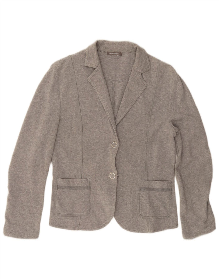 Jaqueta blazer feminina de 2 botões NEW PENNY Reino Unido 10 pequena cinza