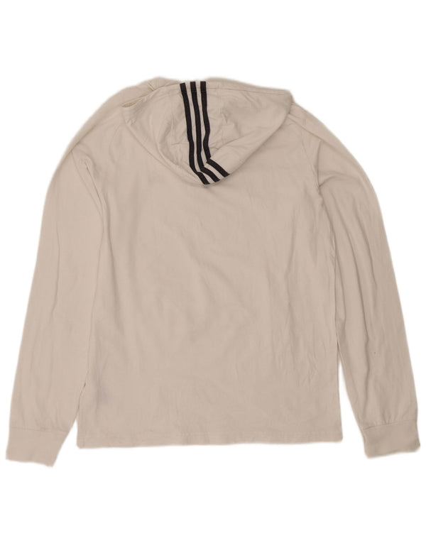 Top masculino com capuz Adidas manga comprida grande algodão branco