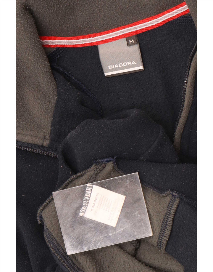 Diadora Mens Zip Neck Fleece Jumper Médio Azul Marinho Colourblock Poliéster