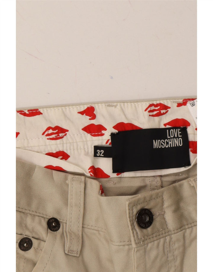 MOSCHINO Mens Straight Cropped Trousers W32 L26 Beige Cotton Vintage Moschino and Second-Hand Moschino from Messina Hembry 
