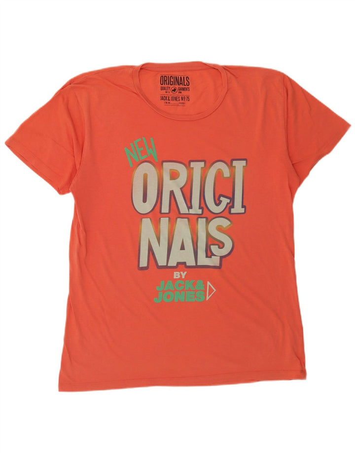 Camiseta gráfica masculina Jack & Jones Top 2XL laranja