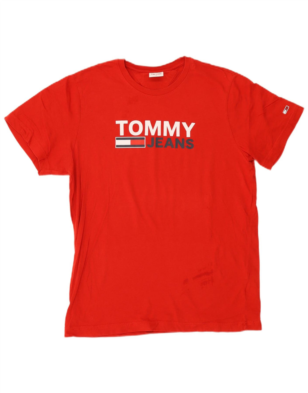 Camiseta masculina TOMMY HILFIGER com estampa gráfica pequena de algodão vermelho