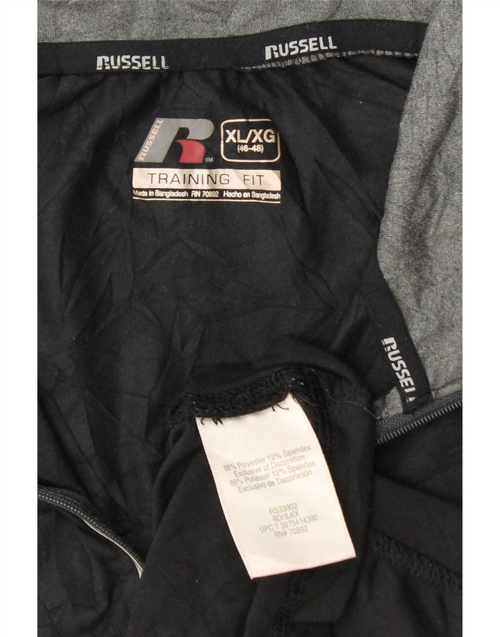 Russell Athletic Mens Dri-Power Zip Neck Top Manga Longa XL Preto Poliéster