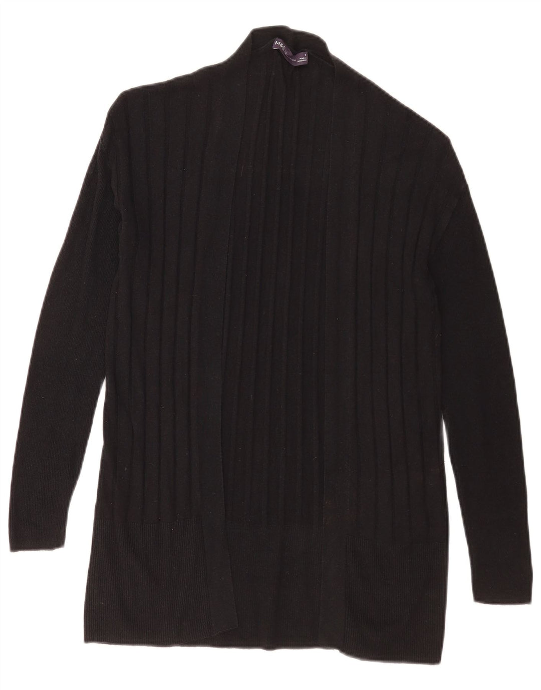 Suéter cardigã aberto feminino Marks & Spencer Reino Unido 10 listrado preto pequeno