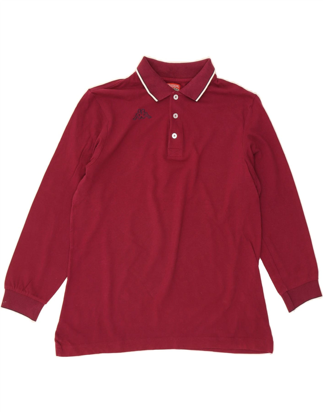 KAPPA Mens Long Sleeve Polo Shirt Large Burgundy Cotton Vintage Kappa and Second-Hand Kappa from Messina Hembry 