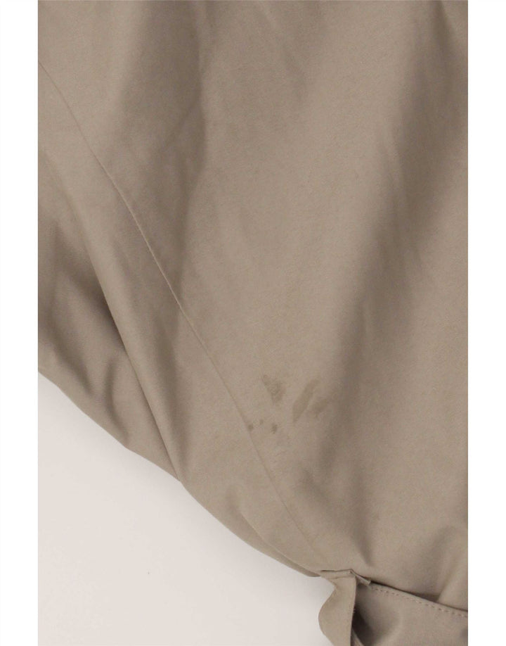 Casaco impermeável feminino com capuz Jack Wolfskin Reino Unido 8/10 poliéster bege pequeno