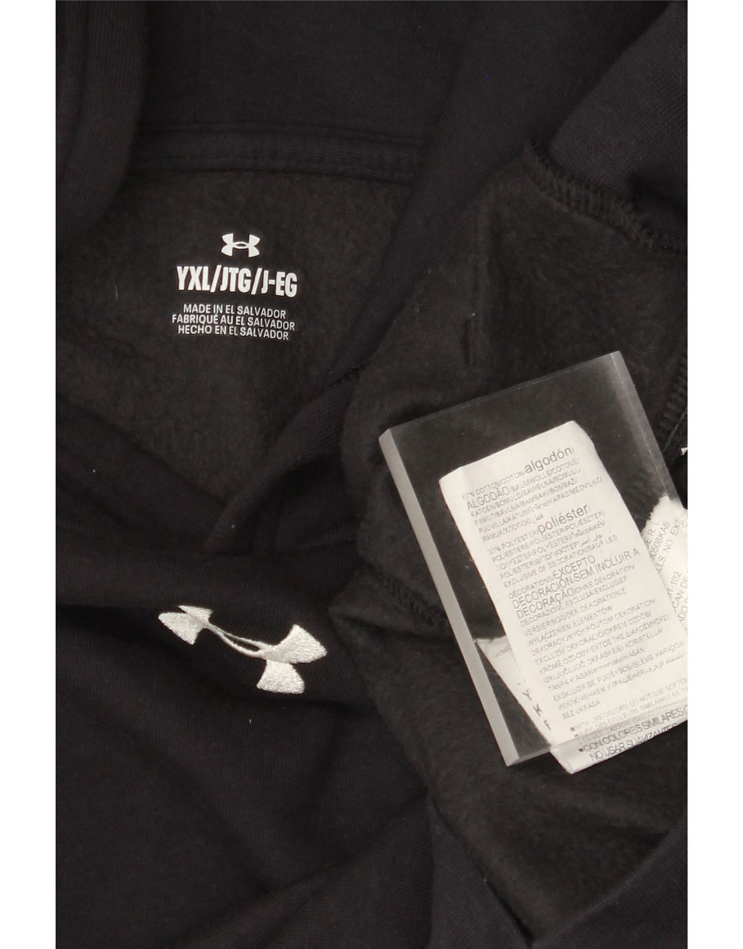 UNDER ARMOUR Meninos moletom com capuz 13-14 anos XL algodão preto