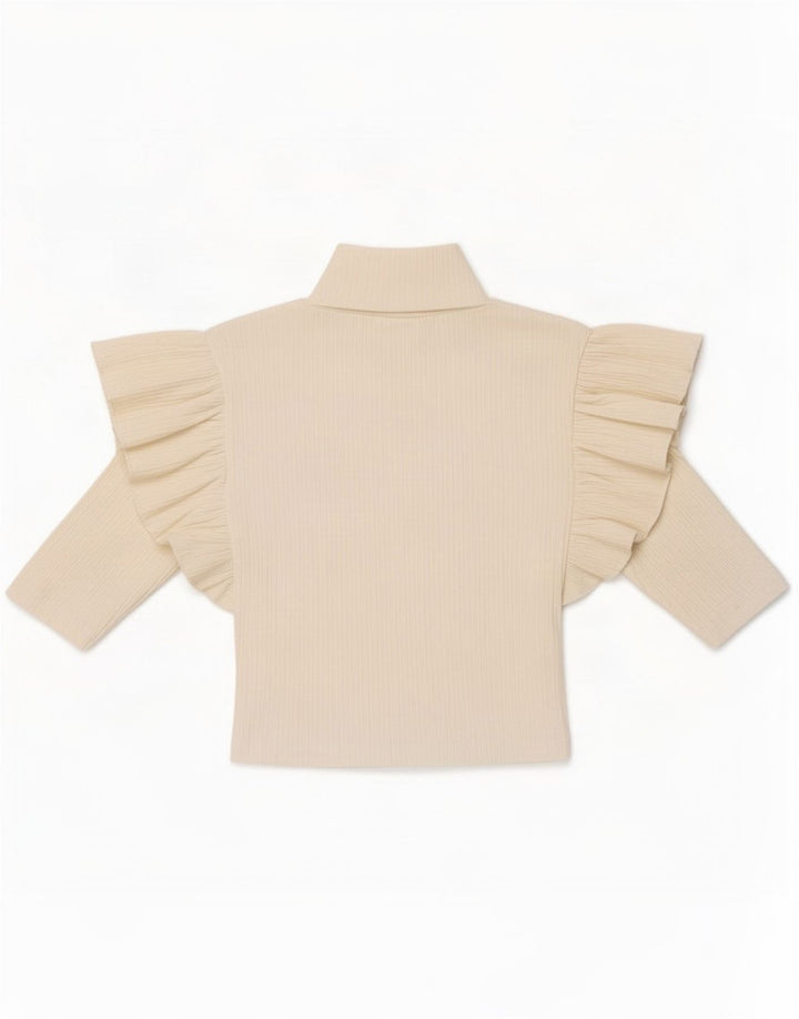 Zara Top curto feminino manga 3/4 Reino Unido 8 pequeno branco