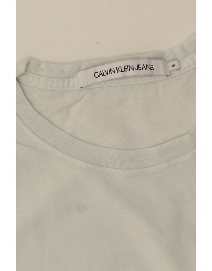 CALVIN KLEIN JEANS Camiseta masculina gráfica Top Médio Branco
