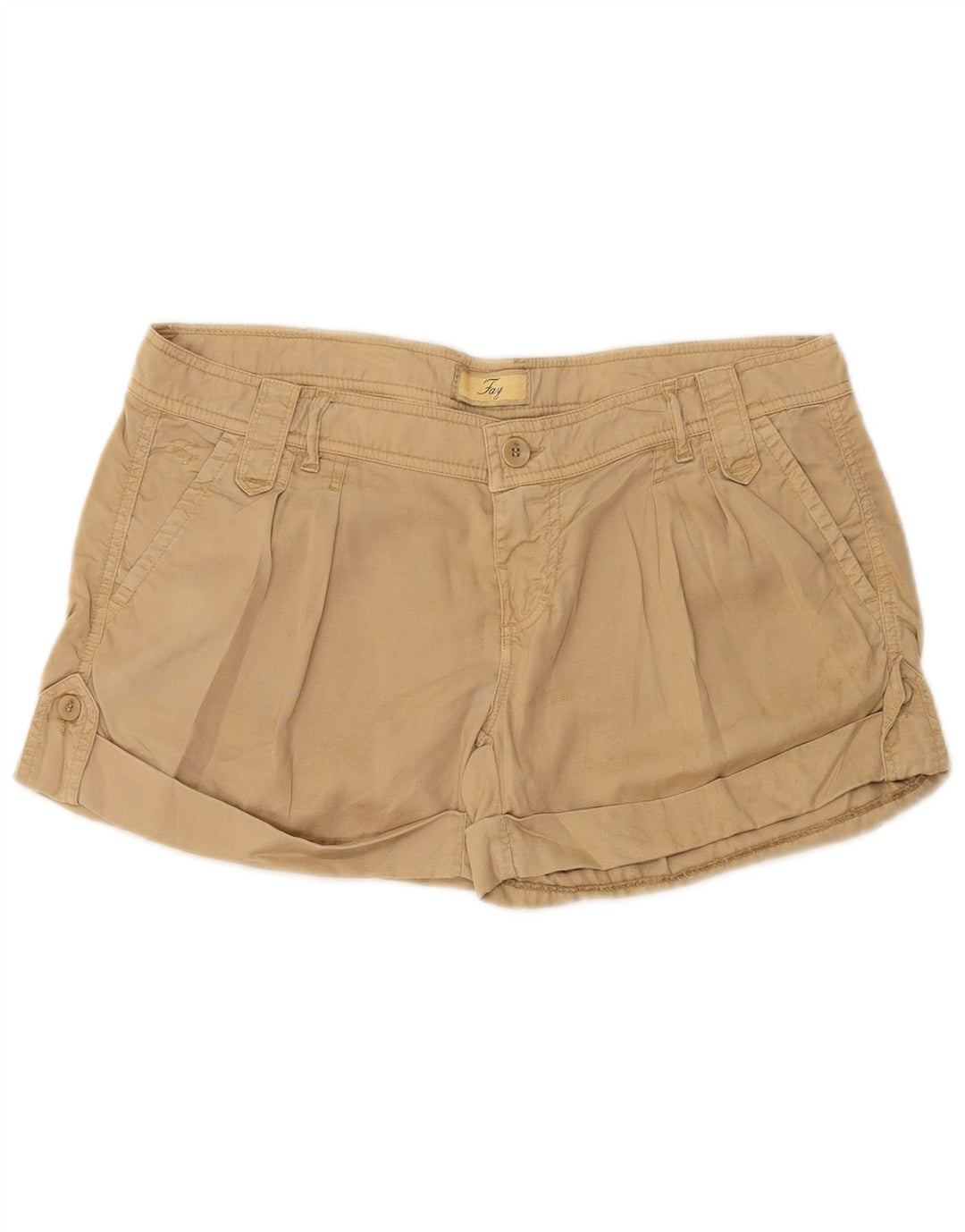 Shorts Chino Feminino FAY W29 Médio Bege Lyocell