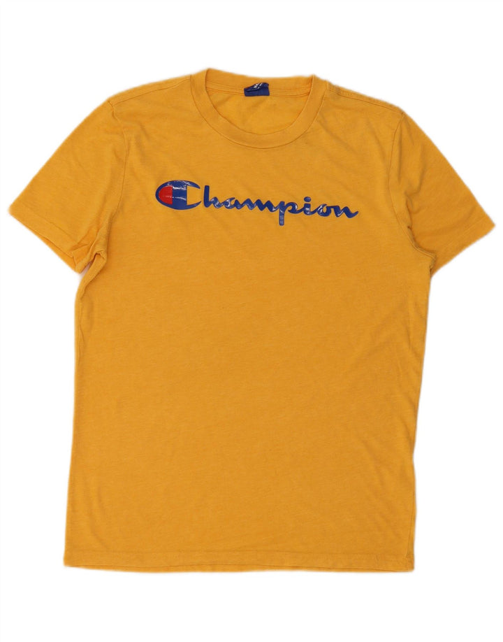 Camiseta gráfica masculina Champion pequena amarela