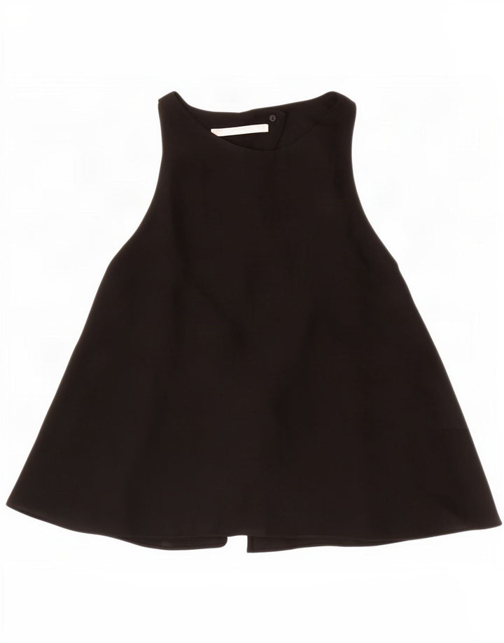 Blusa feminina sem mangas Zara Top UK 14 grande preto