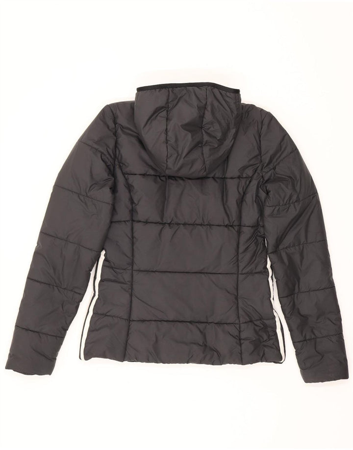Casaco acolchoado com capuz feminino Adidas UK 10 pequeno poliéster preto