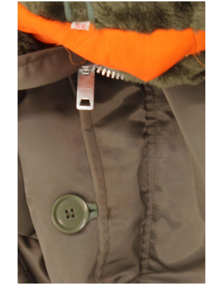 Jaqueta Parka masculina vintage com capuz IT 52 XL Khaki Poliamida