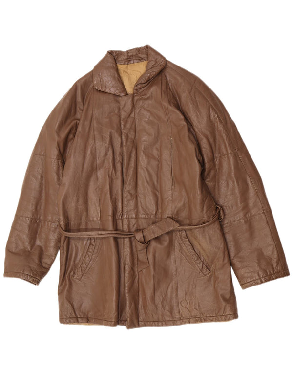 Jaqueta de couro vintage masculina clássica UK 40 grande marrom