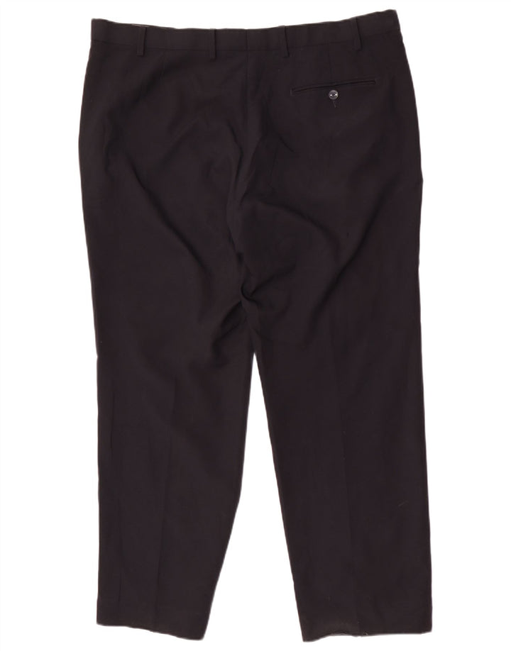 Calça masculina de ajuste regular Marks & Spencer W40 L29 poliéster azul marinho