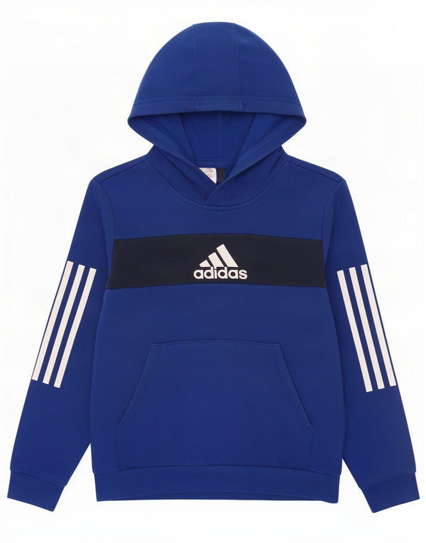 Adidas Meninos Graphic Hoodie Jumper 9-10 Anos Azul Colorblock Algodão