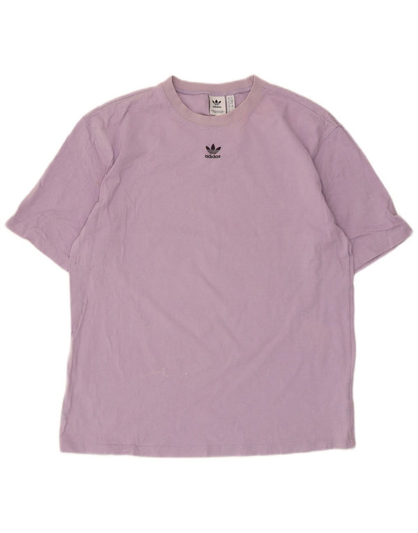 Adidas Womens Oversized T-Shirt Top UK 10 Pequeno Roxo Algodão