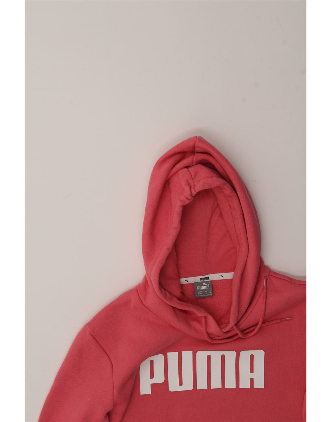 PUMA Womens Graphic Hoodie Jumper UK 12 Medium Pink Cotton Vintage Puma and Second-Hand Puma from Messina Hembry 