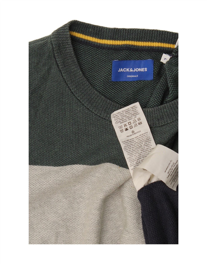 Jack & Jones Camiseta masculina de manga comprida grande algodão listrado multicolorido