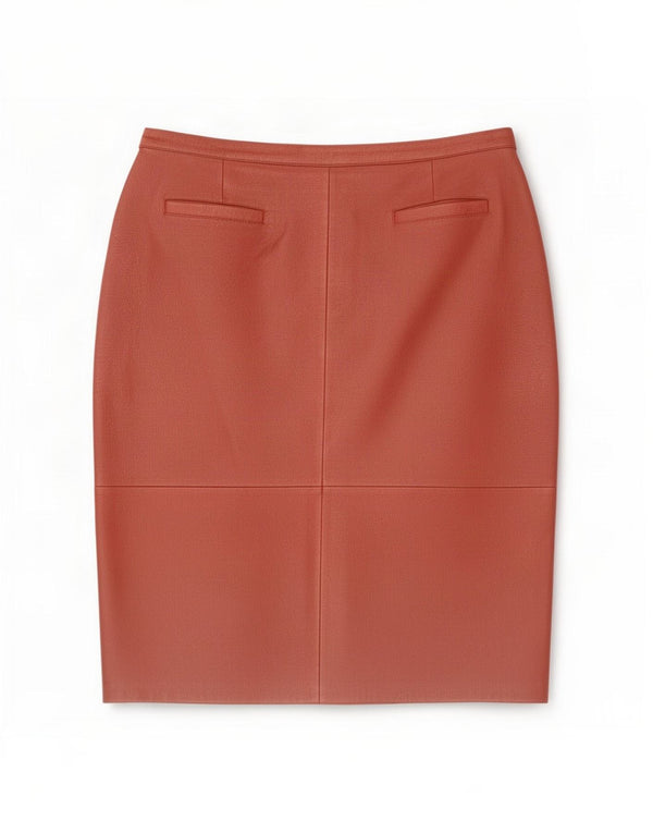 Vintage Womens Leather Skirt W34 Large Red