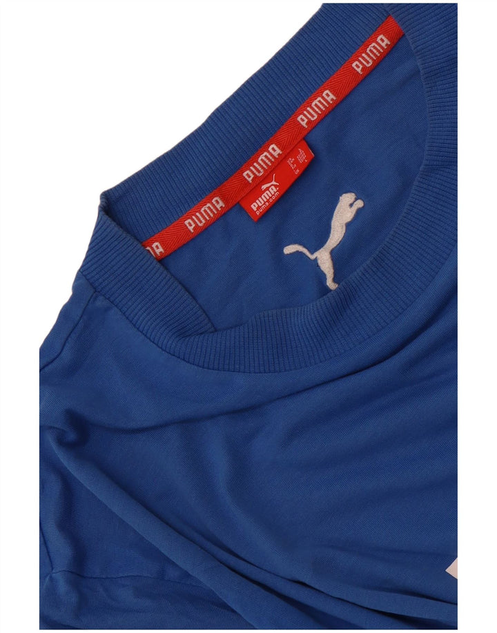 Puma Mens Graphic T-Shirt Top Grande Algodão Azul