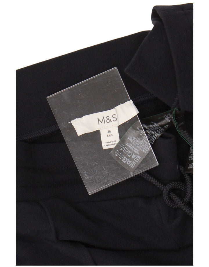 Calça de treino feminina Marks & Spencer Reino Unido 16 grande algodão azul marinho