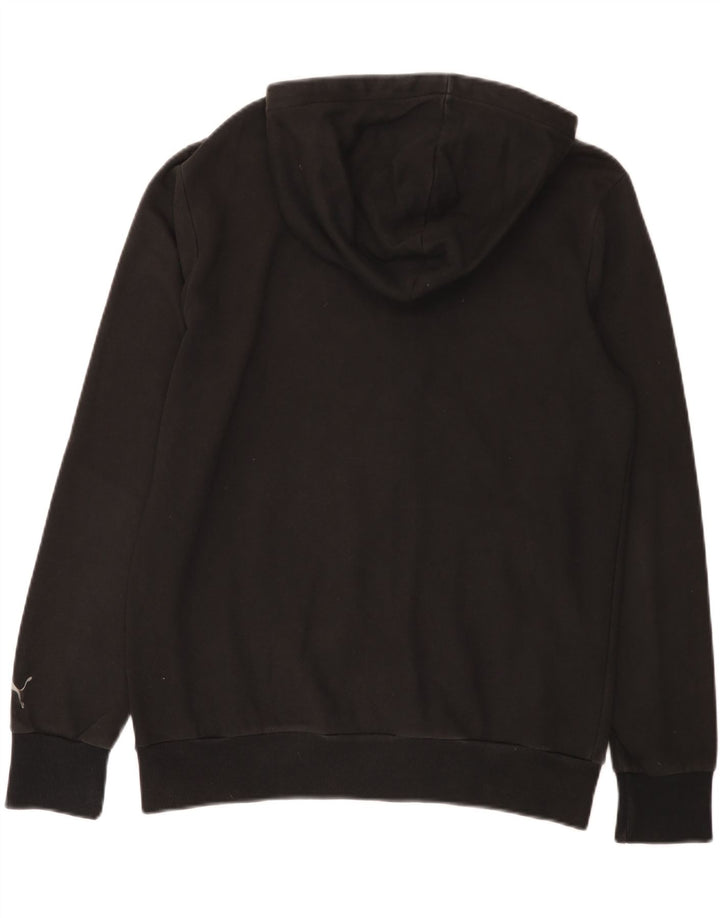 Suéter masculino Puma com capuz e zíper gráfico pequeno algodão preto