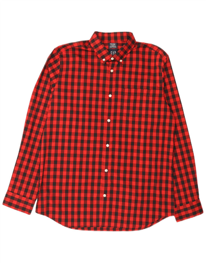 Camisa masculina Gap grande algodão guingão vermelho