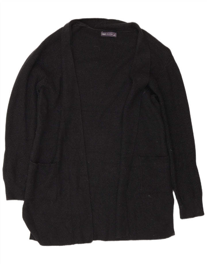 Suéter cardigã feminino Longline Marks & Spencer Reino Unido 10 pequeno preto