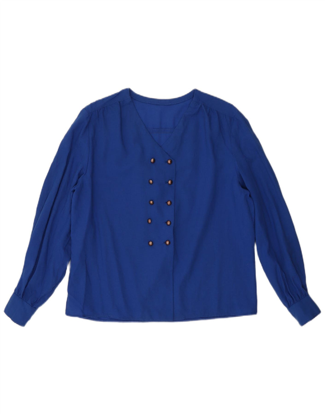 Camisa Vintage Feminina Blusa Reino Unido 16 Large Azul