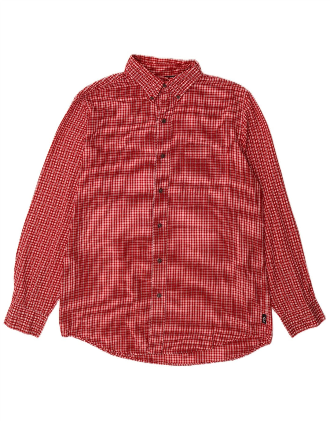 Camisa masculina de flanela Chaps de algodão xadrez vermelho médio
