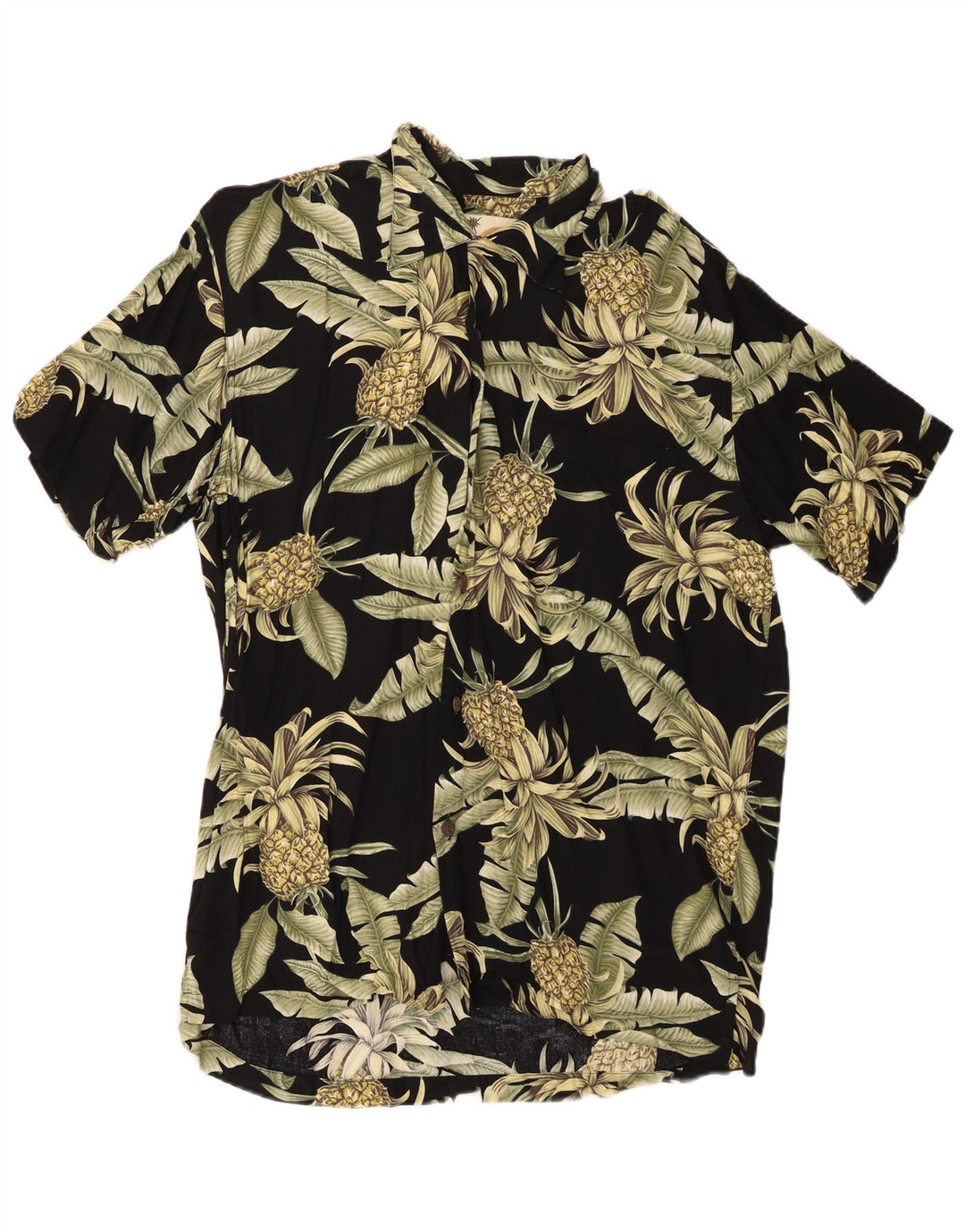 Camisa masculina Karmakula com estampa abstrata de manga curta, viscose preta média