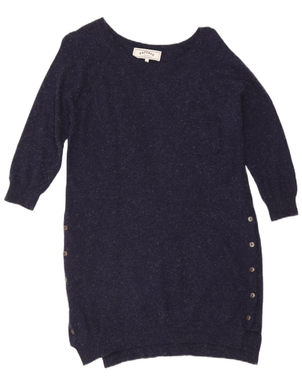 Vestido feminino de manga 3/4 Fat Face Reino Unido 10 pequeno azul marinho salpicado