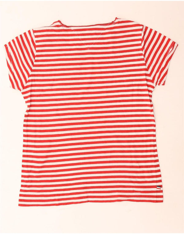 Tommy Hilfiger Camiseta Feminina Top UK 14 Médio Listrado Vermelho