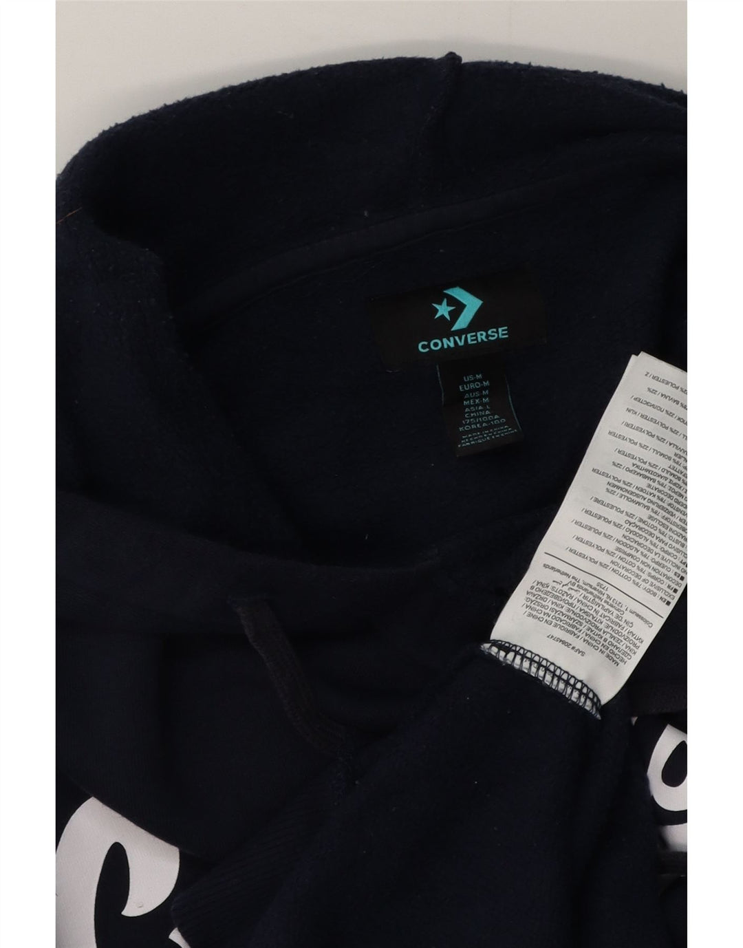 Converse masculino gráfico moletom com capuz médio algodão azul marinho