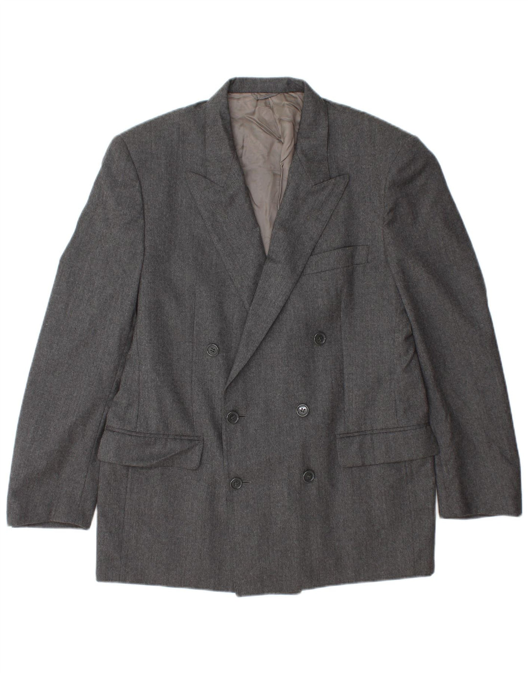 Jaqueta blazer masculina vintage com peito duplo IT 52 XL lã cinza