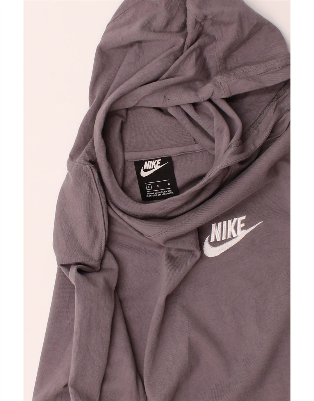 NIKE Womens Hoodie Jumper UK 14 Large Grey Cotton Vintage Nike and Second-Hand Nike from Messina Hembry 