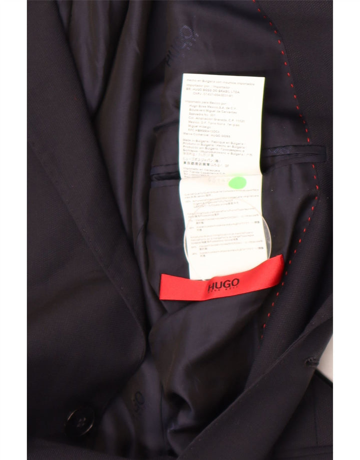 Jaqueta Blazer Masculina Hugo Boss com 2 Botões Reino Unido 46 Pequena Viscose Azul Marinho