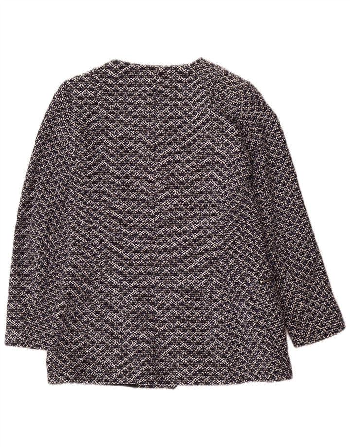 Jaqueta blazer feminina Zara com padrão abstrato Reino Unido 14 grande algodão azul marinho