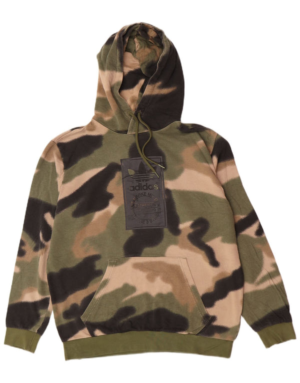 Adidas Mens Graphic Hoodie Jumper Medium Khaki Camouflage Cotton