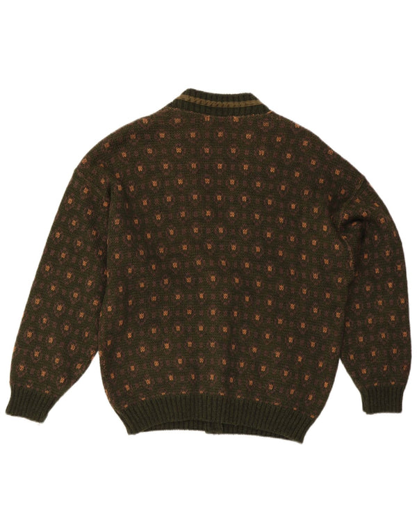 Il Granchio Suéter Cardigan Masculino Grande Acrílico Geométrico Verde
