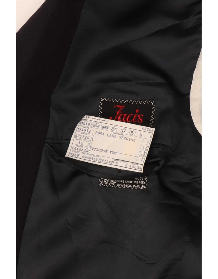 Jaqueta blazer masculina Facis com peito duplo IT 48 lã virgem azul marinho médio